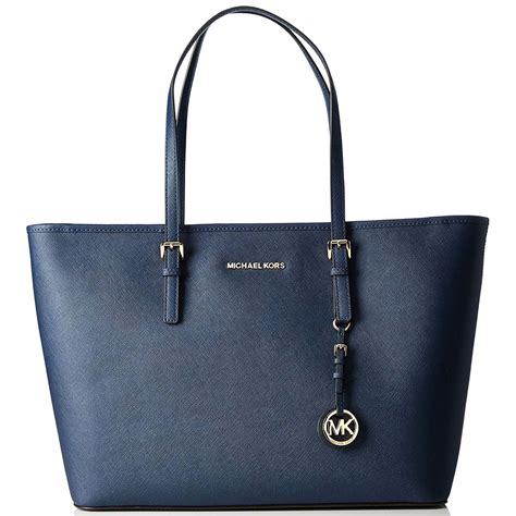 michael kors jet set travel saffiano leather tote navy|michael kors tote.